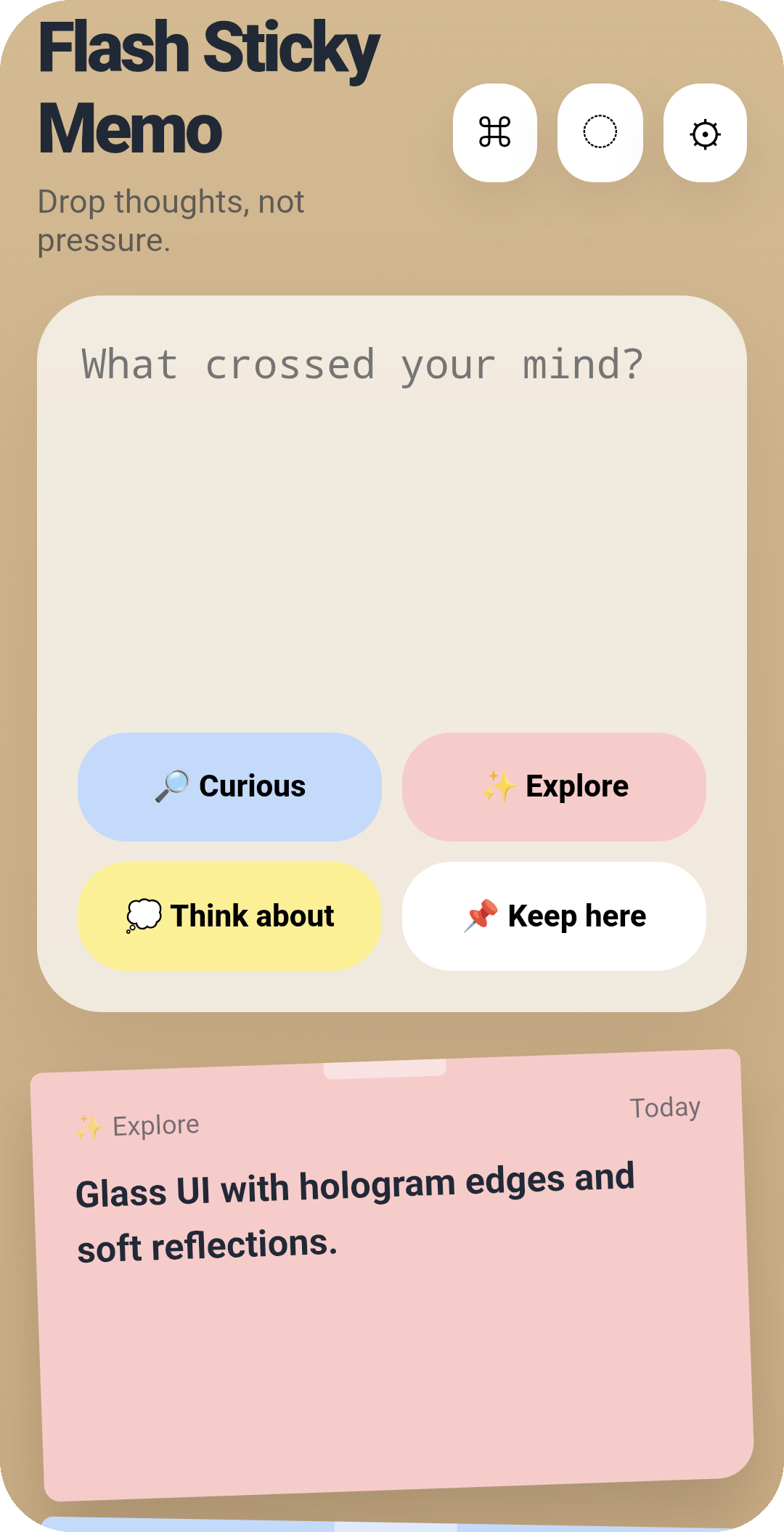 CozyPost sticky board screen